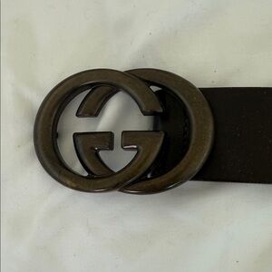 Gucci Dark Brown Belt with Bronze Buckle